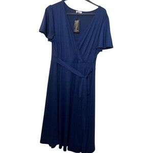 Pinup Fashion Size 20W Navy Dress Wrap Short Sleeve Wedding Guest NWT